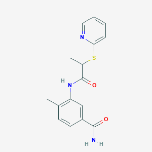molecular formula C16H17N3O2S B7429009 4-Methyl-3-(2-pyridin-2-ylsulfanylpropanoylamino)benzamide 