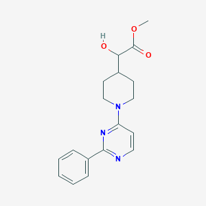 molecular formula C18H21N3O3 B7429048 Methyl 2-hydroxy-2-[1-(2-phenylpyrimidin-4-yl)piperidin-4-yl]acetate 