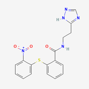 2-(2-nitrophenyl)sulfanyl-N-[2-(1H-1,2,4-triazol-5-yl)ethyl]benzamide