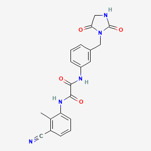 molecular formula C20H17N5O4 B7429077 N'-(3-cyano-2-methylphenyl)-N-[3-[(2,5-dioxoimidazolidin-1-yl)methyl]phenyl]oxamide 