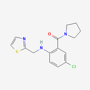 molecular formula C15H16ClN3OS B7429079 [5-Chloro-2-(1,3-thiazol-2-ylmethylamino)phenyl]-pyrrolidin-1-ylmethanone 