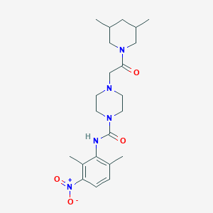 molecular formula C22H33N5O4 B7429106 N-(2,6-dimethyl-3-nitrophenyl)-4-[2-(3,5-dimethylpiperidin-1-yl)-2-oxoethyl]piperazine-1-carboxamide 