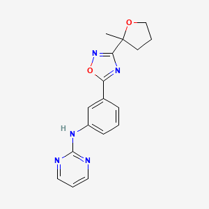 molecular formula C17H17N5O2 B7429118 N-[3-[3-(2-methyloxolan-2-yl)-1,2,4-oxadiazol-5-yl]phenyl]pyrimidin-2-amine 