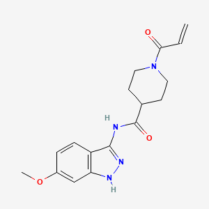 molecular formula C17H20N4O3 B7429134 N-(6-methoxy-1H-indazol-3-yl)-1-(prop-2-enoyl)piperidine-4-carboxamide 