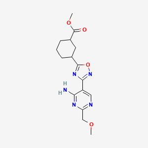 molecular formula C16H21N5O4 B7429139 Methyl 3-[3-[4-amino-2-(methoxymethyl)pyrimidin-5-yl]-1,2,4-oxadiazol-5-yl]cyclohexane-1-carboxylate 