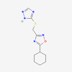 molecular formula C11H15N5OS B7429151 5-cyclohexyl-3-(1H-1,2,4-triazol-5-ylsulfanylmethyl)-1,2,4-oxadiazole 