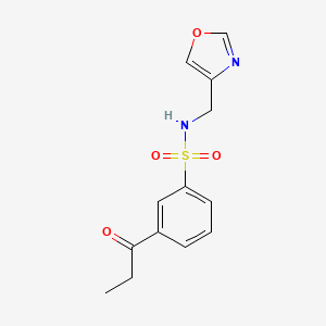 molecular formula C13H14N2O4S B7429172 N-(1,3-oxazol-4-ylmethyl)-3-propanoylbenzenesulfonamide 