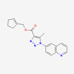 molecular formula C19H18N4O2 B7429196 Cyclopenten-1-ylmethyl 5-methyl-1-quinolin-6-yltriazole-4-carboxylate 
