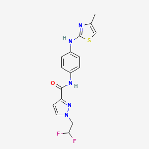 molecular formula C16H15F2N5OS B7429248 1-(2,2-difluoroethyl)-N-[4-[(4-methyl-1,3-thiazol-2-yl)amino]phenyl]pyrazole-3-carboxamide 