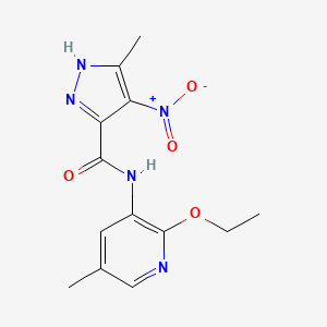 molecular formula C13H15N5O4 B7429258 N-(2-ethoxy-5-methylpyridin-3-yl)-5-methyl-4-nitro-1H-pyrazole-3-carboxamide 