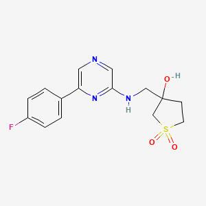 molecular formula C15H16FN3O3S B7429278 3-[[[6-(4-Fluorophenyl)pyrazin-2-yl]amino]methyl]-1,1-dioxothiolan-3-ol 