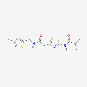 molecular formula C15H19N3O2S2 B7429292 2-methyl-N-[4-[2-[(4-methylthiophen-2-yl)methylamino]-2-oxoethyl]-1,3-thiazol-2-yl]propanamide 