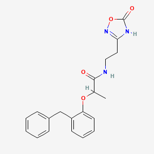 molecular formula C20H21N3O4 B7429319 2-(2-benzylphenoxy)-N-[2-(5-oxo-4H-1,2,4-oxadiazol-3-yl)ethyl]propanamide 