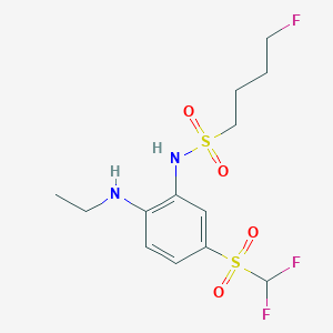 molecular formula C13H19F3N2O4S2 B7429332 N-[5-(difluoromethylsulfonyl)-2-(ethylamino)phenyl]-4-fluorobutane-1-sulfonamide 