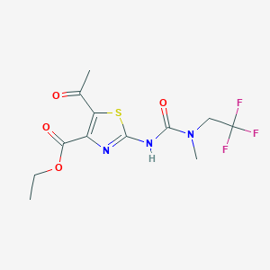 molecular formula C12H14F3N3O4S B7429346 Ethyl 5-acetyl-2-[[methyl(2,2,2-trifluoroethyl)carbamoyl]amino]-1,3-thiazole-4-carboxylate 