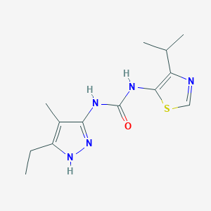 molecular formula C13H19N5OS B7429446 1-(5-ethyl-4-methyl-1H-pyrazol-3-yl)-3-(4-propan-2-yl-1,3-thiazol-5-yl)urea 