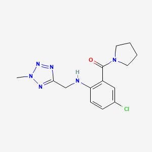 molecular formula C14H17ClN6O B7429462 [5-Chloro-2-[(2-methyltetrazol-5-yl)methylamino]phenyl]-pyrrolidin-1-ylmethanone 