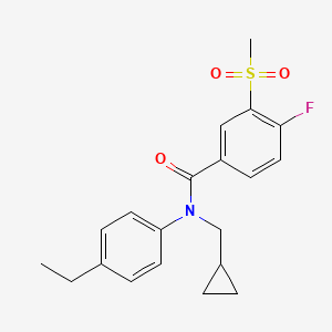 molecular formula C20H22FNO3S B7429482 N-(cyclopropylmethyl)-N-(4-ethylphenyl)-4-fluoro-3-methylsulfonylbenzamide 