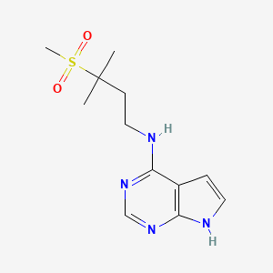 molecular formula C12H18N4O2S B7429490 N-(3-methyl-3-methylsulfonylbutyl)-7H-pyrrolo[2,3-d]pyrimidin-4-amine 