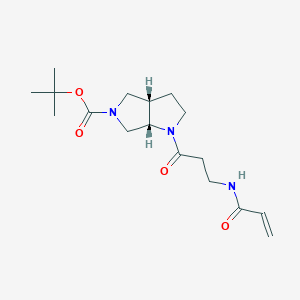 molecular formula C17H27N3O4 B7429505 rac-tert-butyl (3aR,6aR)-1-[3-(prop-2-enamido)propanoyl]-octahydropyrrolo[3,4-b]pyrrole-5-carboxylate 