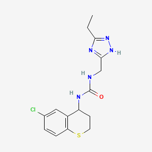 molecular formula C15H18ClN5OS B7429545 1-(6-chloro-3,4-dihydro-2H-thiochromen-4-yl)-3-[(3-ethyl-1H-1,2,4-triazol-5-yl)methyl]urea 