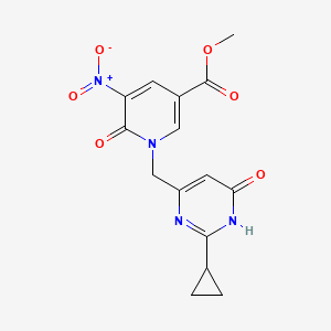 molecular formula C15H14N4O6 B7429557 methyl 1-[(2-cyclopropyl-6-oxo-1H-pyrimidin-4-yl)methyl]-5-nitro-6-oxopyridine-3-carboxylate 