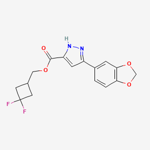 molecular formula C16H14F2N2O4 B7429560 (3,3-difluorocyclobutyl)methyl 3-(1,3-benzodioxol-5-yl)-1H-pyrazole-5-carboxylate 