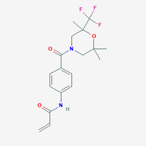 molecular formula C18H21F3N2O3 B7429587 N-{4-[2,2,6-trimethyl-6-(trifluoromethyl)morpholine-4-carbonyl]phenyl}prop-2-enamide 