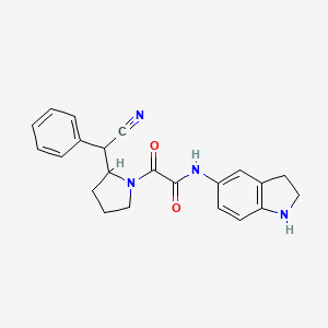 molecular formula C22H22N4O2 B7429620 2-[2-[cyano(phenyl)methyl]pyrrolidin-1-yl]-N-(2,3-dihydro-1H-indol-5-yl)-2-oxoacetamide 