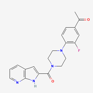 molecular formula C20H19FN4O2 B7429623 1-[3-fluoro-4-[4-(1H-pyrrolo[2,3-b]pyridine-2-carbonyl)piperazin-1-yl]phenyl]ethanone 