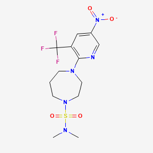 molecular formula C13H18F3N5O4S B7429626 N,N-dimethyl-4-[5-nitro-3-(trifluoromethyl)pyridin-2-yl]-1,4-diazepane-1-sulfonamide 