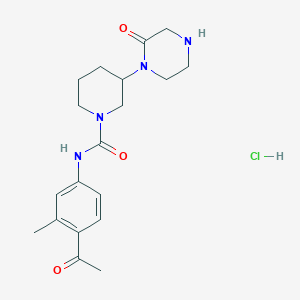molecular formula C19H27ClN4O3 B7429637 N-(4-acetyl-3-methylphenyl)-3-(2-oxopiperazin-1-yl)piperidine-1-carboxamide;hydrochloride 