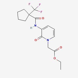 molecular formula C16H19F3N2O4 B7429647 Ethyl 2-[2-oxo-3-[[1-(trifluoromethyl)cyclopentanecarbonyl]amino]pyridin-1-yl]acetate 