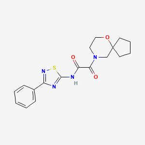 molecular formula C18H20N4O3S B7429662 2-(6-oxa-9-azaspiro[4.5]decan-9-yl)-2-oxo-N-(3-phenyl-1,2,4-thiadiazol-5-yl)acetamide 