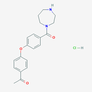 molecular formula C20H23ClN2O3 B7429670 1-[4-[4-(1,4-Diazepane-1-carbonyl)phenoxy]phenyl]ethanone;hydrochloride 