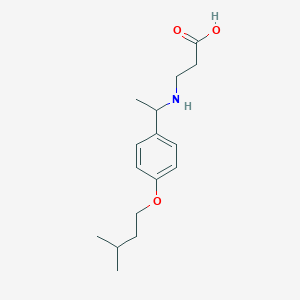 molecular formula C16H25NO3 B7429687 3-[1-[4-(3-Methylbutoxy)phenyl]ethylamino]propanoic acid 