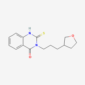 molecular formula C15H18N2O2S B7429698 3-[3-(oxolan-3-yl)propyl]-2-sulfanylidene-1H-quinazolin-4-one 