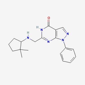 molecular formula C19H23N5O B7429704 6-[[(2,2-dimethylcyclopentyl)amino]methyl]-1-phenyl-5H-pyrazolo[3,4-d]pyrimidin-4-one 