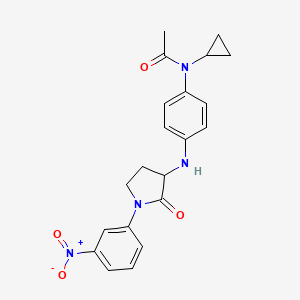 molecular formula C21H22N4O4 B7429747 N-cyclopropyl-N-[4-[[1-(3-nitrophenyl)-2-oxopyrrolidin-3-yl]amino]phenyl]acetamide 