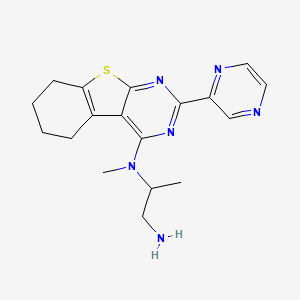 molecular formula C18H22N6S B7429768 2-N-methyl-2-N-(2-pyrazin-2-yl-5,6,7,8-tetrahydro-[1]benzothiolo[2,3-d]pyrimidin-4-yl)propane-1,2-diamine 