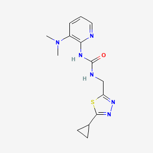 molecular formula C14H18N6OS B7429773 1-[(5-Cyclopropyl-1,3,4-thiadiazol-2-yl)methyl]-3-[3-(dimethylamino)pyridin-2-yl]urea 