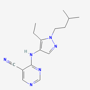 molecular formula C15H20N6 B7429775 4-[[5-Ethyl-1-(3-methylbutyl)pyrazol-4-yl]amino]pyrimidine-5-carbonitrile 