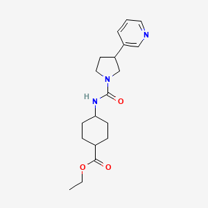 molecular formula C19H27N3O3 B7429778 Ethyl 4-[(3-pyridin-3-ylpyrrolidine-1-carbonyl)amino]cyclohexane-1-carboxylate 