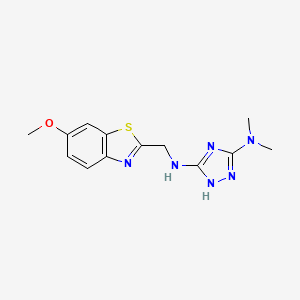 molecular formula C13H16N6OS B7429782 5-N-[(6-methoxy-1,3-benzothiazol-2-yl)methyl]-3-N,3-N-dimethyl-1H-1,2,4-triazole-3,5-diamine 