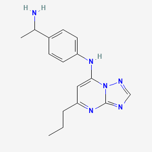 molecular formula C16H20N6 B7429789 N-[4-(1-aminoethyl)phenyl]-5-propyl-[1,2,4]triazolo[1,5-a]pyrimidin-7-amine 