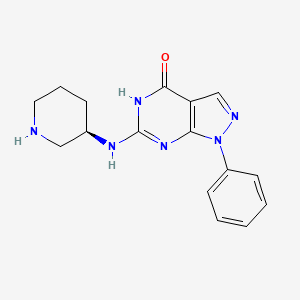 molecular formula C16H18N6O B7429794 1-phenyl-6-[[(3R)-piperidin-3-yl]amino]-5H-pyrazolo[3,4-d]pyrimidin-4-one 
