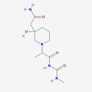 molecular formula C12H22N4O4 B7429806 2-[3-(2-amino-2-oxoethyl)-3-hydroxypiperidin-1-yl]-N-(methylcarbamoyl)propanamide 