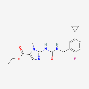 molecular formula C18H21FN4O3 B7429813 Ethyl 2-[(5-cyclopropyl-2-fluorophenyl)methylcarbamoylamino]-3-methylimidazole-4-carboxylate 