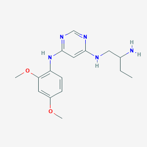 molecular formula C16H23N5O2 B7429821 6-N-(2-aminobutyl)-4-N-(2,4-dimethoxyphenyl)pyrimidine-4,6-diamine 