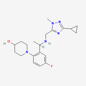 molecular formula C20H28FN5O B7429858 1-[2-[1-[(5-Cyclopropyl-2-methyl-1,2,4-triazol-3-yl)methylamino]ethyl]-4-fluorophenyl]piperidin-4-ol 